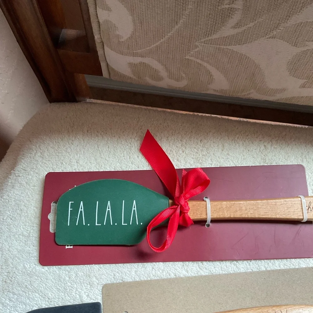 Rae Dunn Full Size Wooden Handle Silicone Spatulas, FA LA LA & MIX 2 count